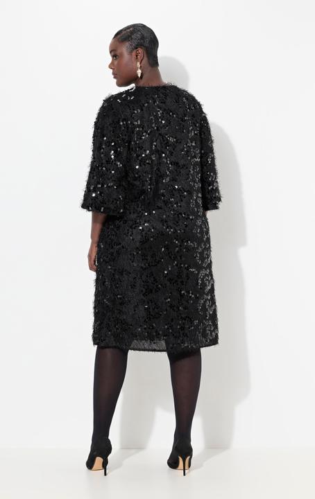 Actual product image Ulla Popken Fringed Sequined Short Sleeve Dress (42, 44)