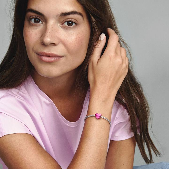 Immagine prodotto Pandora Ciondolo a cuore rosa metallizzato (Argento 925, Smalto)