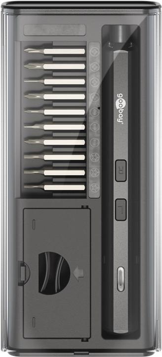 Actual product image Goobay Elektrischer Schraubendreher mit 20-tlg. Präzisions-Bitsatz (Hexagon socket round, Phillipps cross recess (PH), Tri-wing)