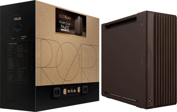 Produktbild ASUS case PROART PA602 WALNUT WOOD RETRO METAL, Mid Tower, hnědá (ATX, DTX, mATX, Mini-DTX, Mini-ITX)