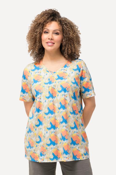 Produktbild Ulla Popken T-Shirt, Zierfalten, A-Linie, V-Ausschnitt, Halbarm (56)