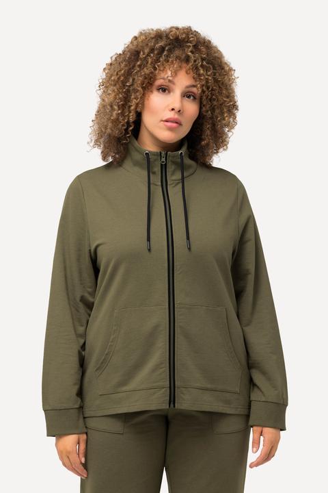 Image du produit Ulla Popken Veste en molleton, col montant et poche kangourou, coupe plus longue à l'arrière (42, 44)