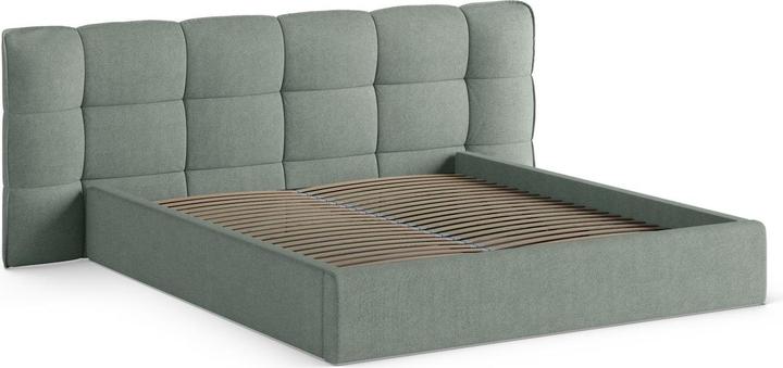 Actual product image Micadoni Boucle Storage Bed with Headboard, "Eric", Mint, 225x270x104 Made in Europe (180 x 200 cm)