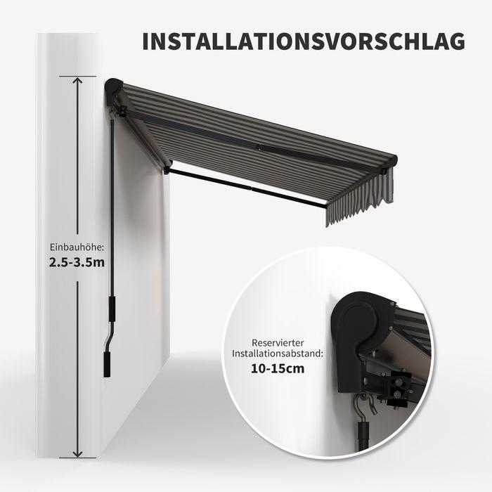 Immagine prodotto Swisshandel24 Tenda da sole per balcone, 350x250x150cm, resistente ai raggi UV30+, con telecomando, manovella (2.50 m)