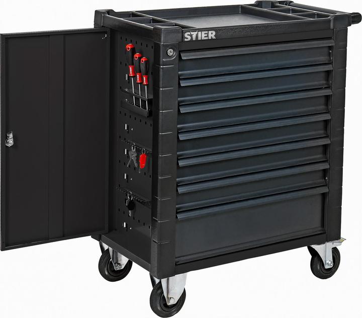 Image du produit Stier Servante d'atelier avec dispositif de protection et porte latérale, garnie, 223 pièces (223 x)