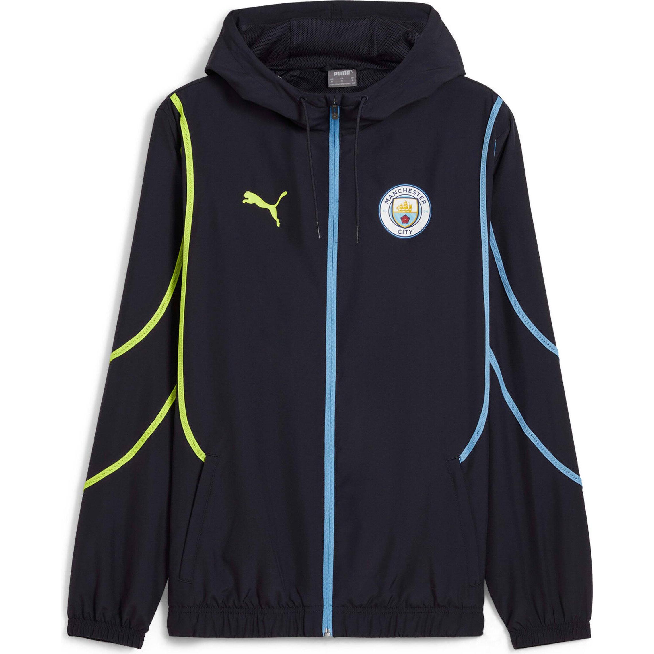 Puma, Herren, Laufjacke, MCFC Prematch Woven Jacket (XS), Blau, XS