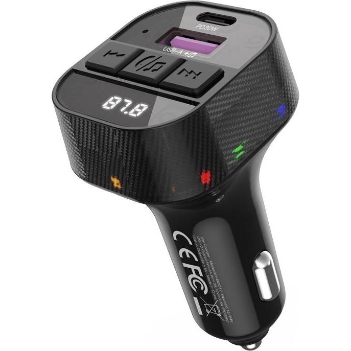 Thumbnail - xO Sender FM BCC17 Bluetooth MP3 Autoladegerät 30W schwarz + Kabel USB-C - Lightning, Auto Adapter, Schwarz