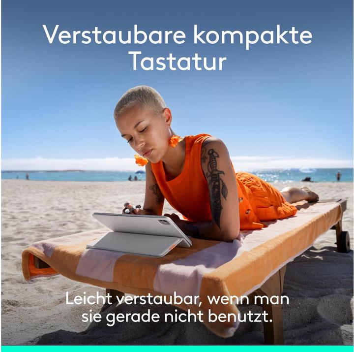 Produktbild Logitech Flip Folio Pale Grey (Schweiz, Apple iPad Air 11 2024, Apple iPad Air 11 2025, Apple iPad Air 2022, Apple iPad Pro 11 2024)