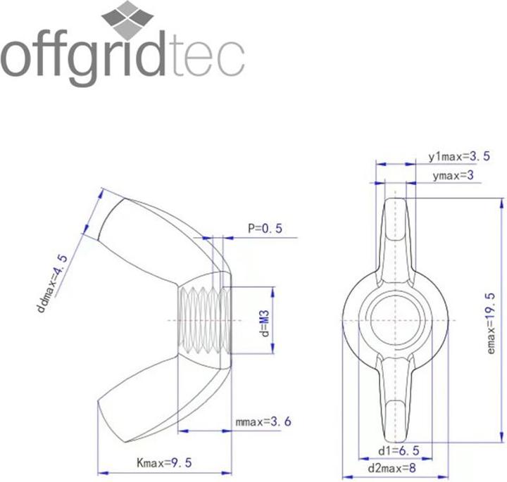Produktbild Offgridtec Flügelmuttern Edelstahl A2 V2A 304 DIN315 15 Stk. (M6, M8, M5, M4, M16, M10, M3, M12)