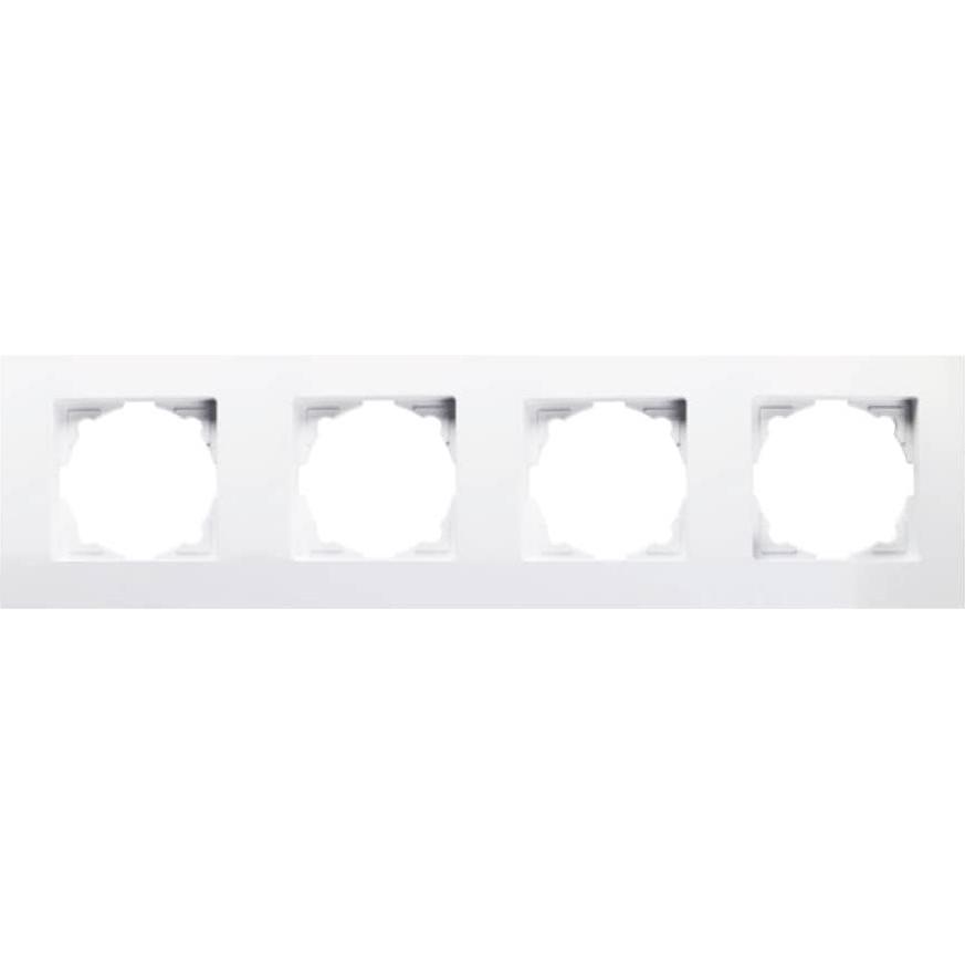 Gunsan Eqona 4-fach Rahmen für 4 Steckdosen Schalter Weiss, Taster + Schalter, Weiss