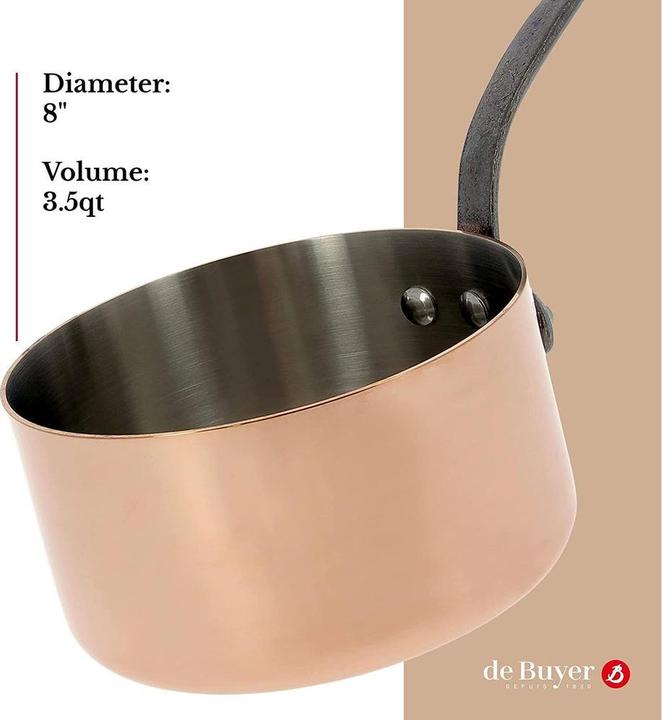 Image du produit de Buyer Casserole Inocuivre avec poignée en fonte (20 cm, Casserole, Acier inoxydable, Cuivre)