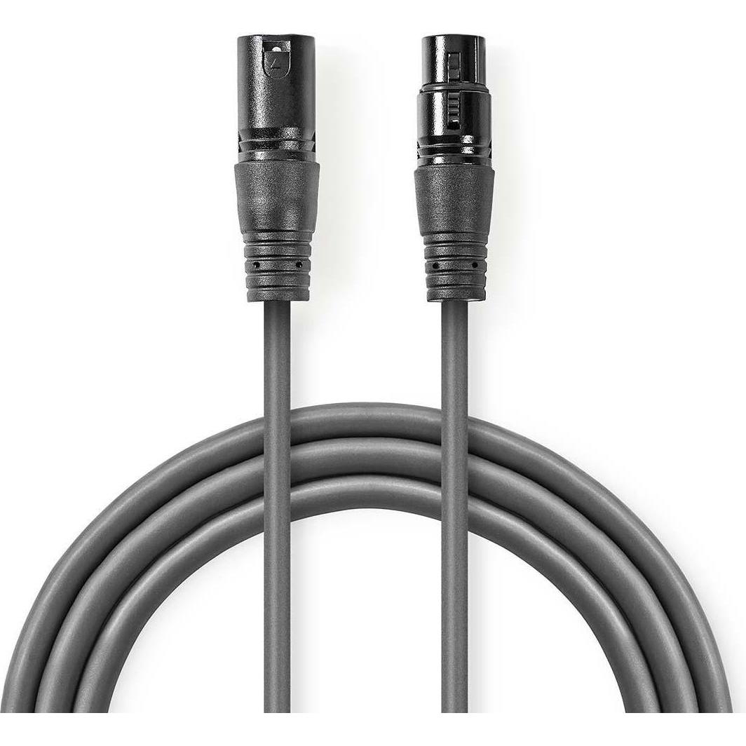 Nedis Balanced Audio-Kabel XLR 3-Pin Stecker XLR 3-Pin Buchse Vernickelt 1.00 m rund PVC (1 m, XLR), Audio Kabel