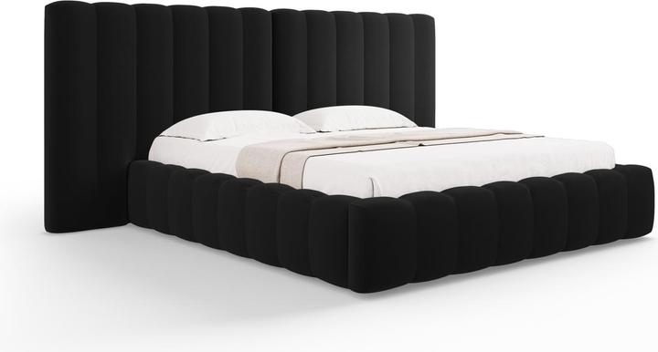 Actual product image Micadoni Velvet Storage Bed With Double Headboard, "Kelp", 230x200x100Made in Europe (140 x 200)