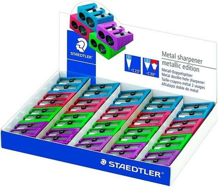 Productafbeelding Staedtler Metalen dubbele puntenslijper, gemaakt van metaal, 20-delig display voor potloden met een normale