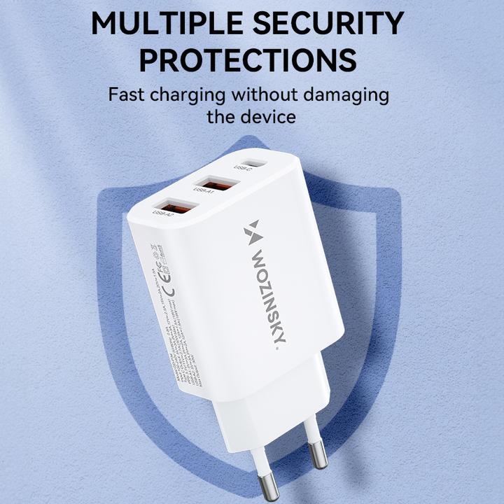 Actual product image Wozinsky CWCUCW 30W USB-C / 2 x USB-A wall charger - white (30 W)