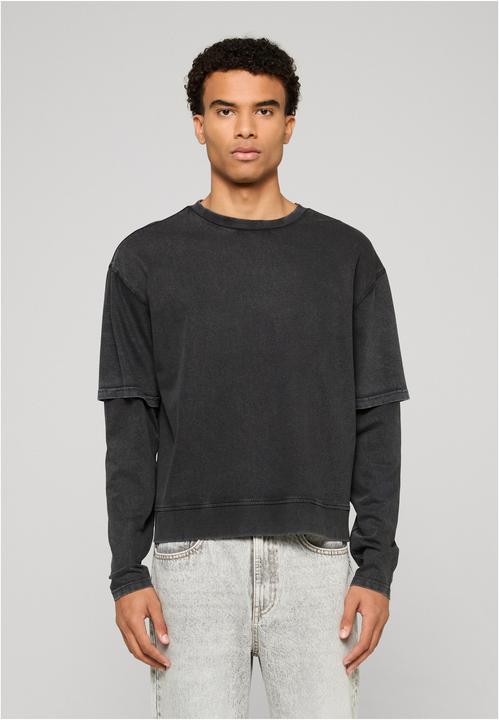 Produktbild Urban Classics Washed Double Layered Longsleeve black S (S)