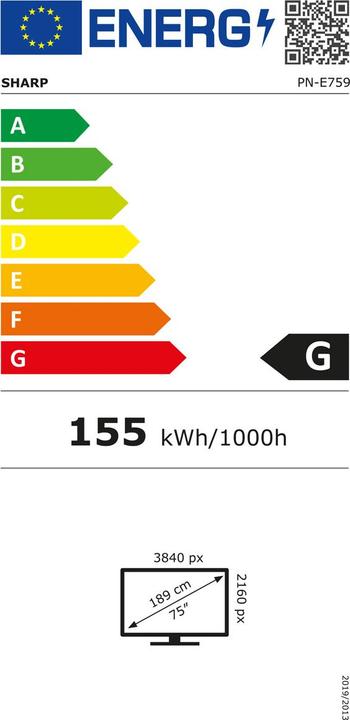 Energie-Label NEC Large Format Display E759 (3840 x 2160 Pixel, 75")
