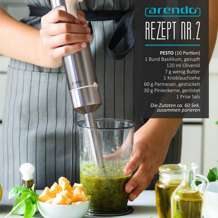 Produktbild Arendo Stabmixer 1000W Weiss, Edelstahl