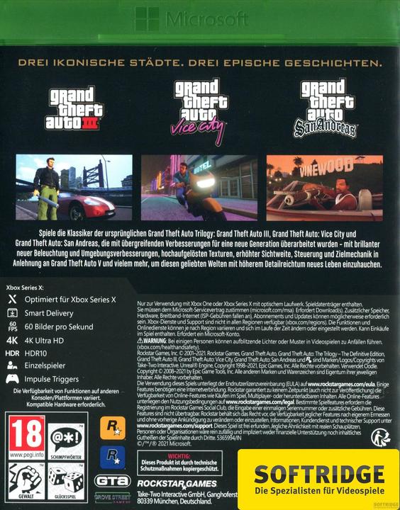 Image du produit 2K Games Grand Theft Auto: The Trilogy - The Definitive Edition (Xbox Series X, DE)