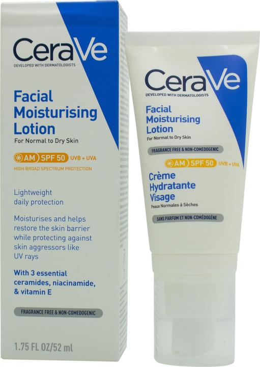 Image du produit CeraVe Lotion hydratante pour le visage (52 ml, Crème 24h, SPF 50)