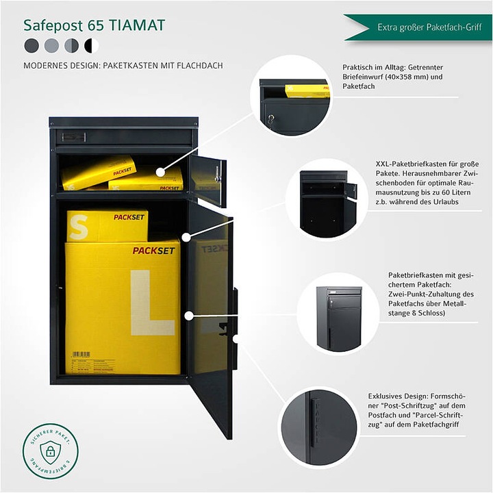 Actual product image SafePost 65 TIAMAT parcel box anth. + 8 keys