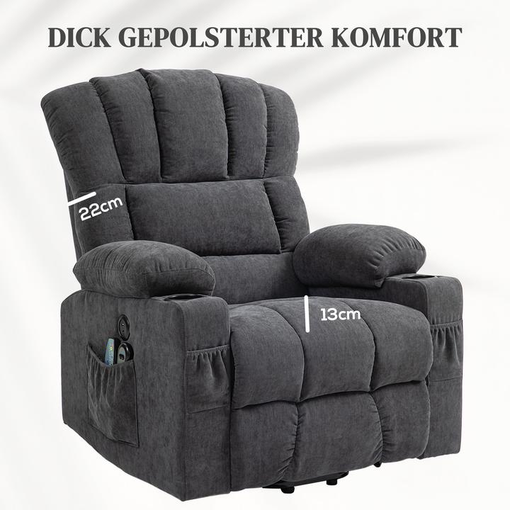 Produktbild Homcom Fernsehsessel mit Aufstehhilfe Polyester Dunkelgrau