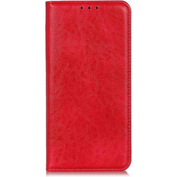 MU Classic Crazy Horse V Leder Bookcover Series (Realme XT), Smartphone Hülle, Rot