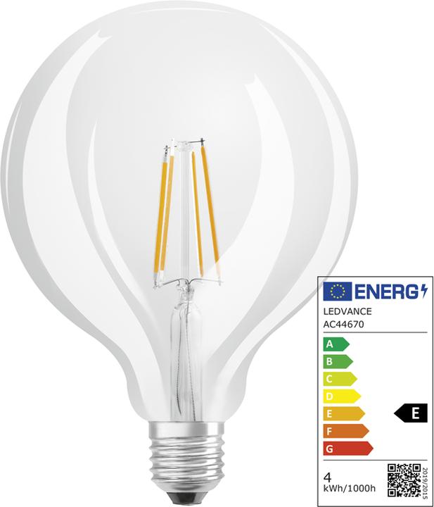 Image du produit Osram 4099854054211 LED EEK E (A - G) E27 Globeform 4 W = 40 W Blanc chaud (Ø x H) (E27, 470 lm, 4 x)