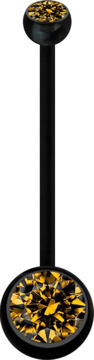 Image du produit Star Piercing Banane de grossesse noire avec deux boules de cristal topaze (sans laiton, Matières plastiques)
