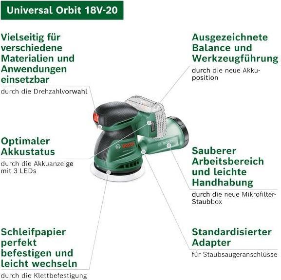 Actual product image Bosch Home & Garden Bosch Exzenterschleife UniversalOrbit 18V-20 1x2,0Ah (Eccentric grinder)