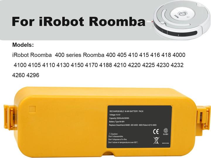 Actual product image Acconic Battery f. iRobot 400 Roomba 405 410 415 416 418 4000 4100 4105 4110 4130