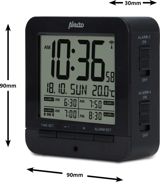 Actual product image Alecto AK-20 Digital Alarm Clock with Thermometer (Black)