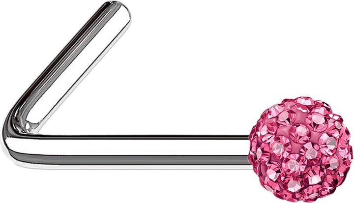 Immagine prodotto Star Piercing Nasenstecker gewinkelt silber Kristallkugel pink (senza ottone, Acciaio chirurgico 316L)