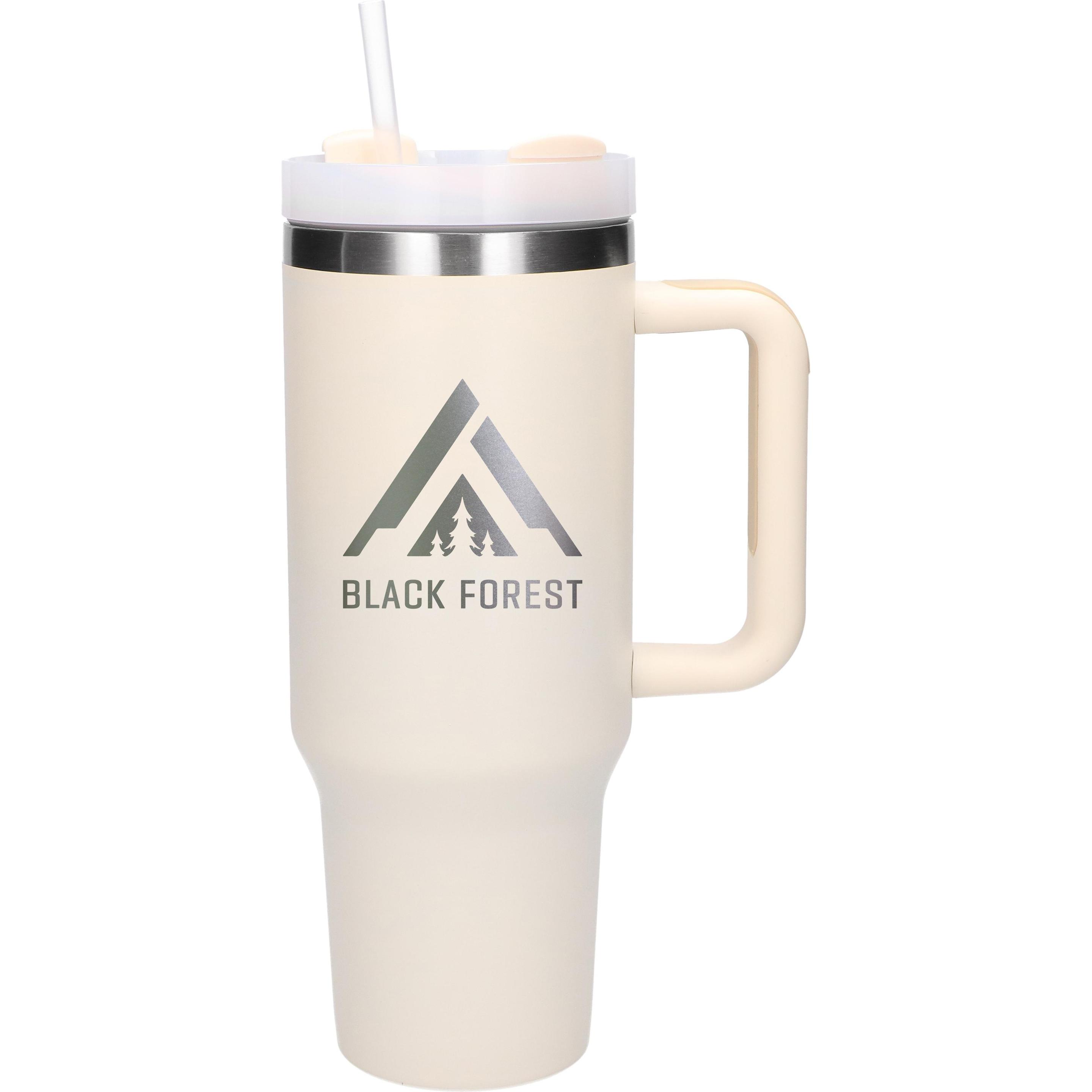 Extralink Schwarzwald Thermobecher mit Trinkhalm Thermoskanne mit Griff, 1200ml, beige, Caraffa termica, Beige