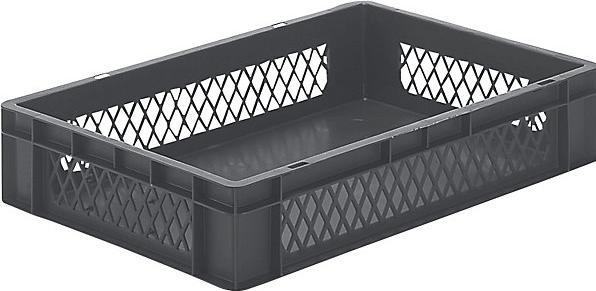 Actual product image kaiserkraft Euro format stacking container, walls perforated, bottom closed