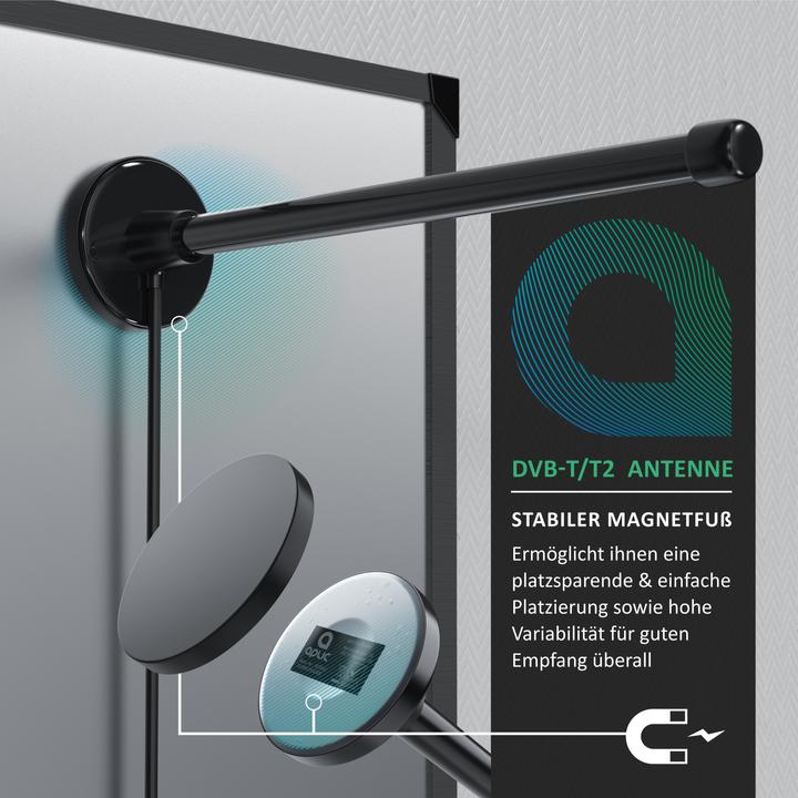 Actual product image Aplic DVB-T2 digital antenna, rod antenna with magnetic base, 6 dBi, high reception performance, DVB T2 (Monopole antenna, 6 dB, DVB-T / -T2)