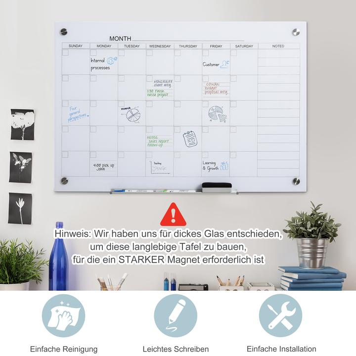 Image du produit Vinsetto Tableau calendrier avec gomme et 4 marqueurs (90 x 60 x 0.2)