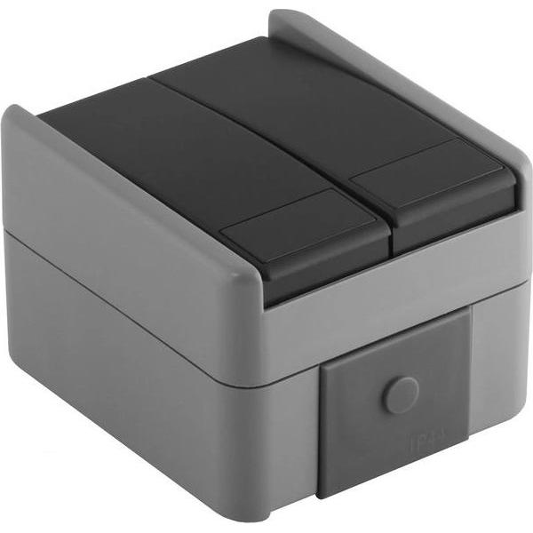 TEM Serie Fontana SWITCH 2GANG1WAYIP44 10AX 250, Taster + Schalter, Grau