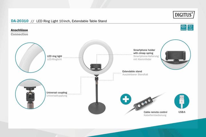 Produktbild Digitus SMZ Ringlicht mit Ständer (Ringlicht)