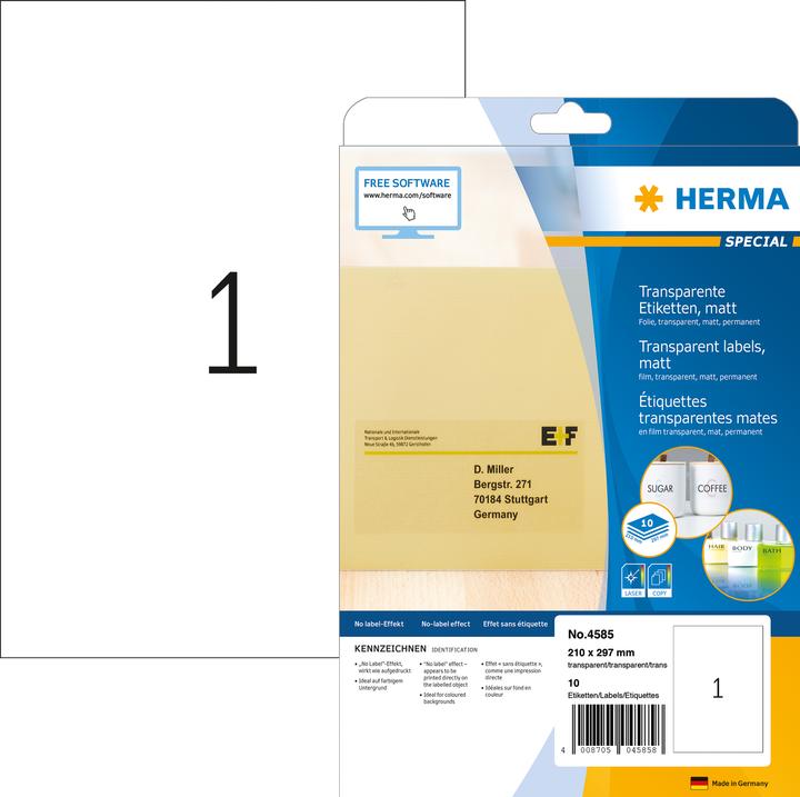 Label énergétique HERMA Étiquettes transparentes A4
