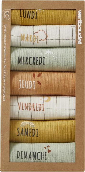 Immagine prodotto Vertbaudet Confezione da 7 fasce per neonati in cotone biologico (70 cm, 70 cm)