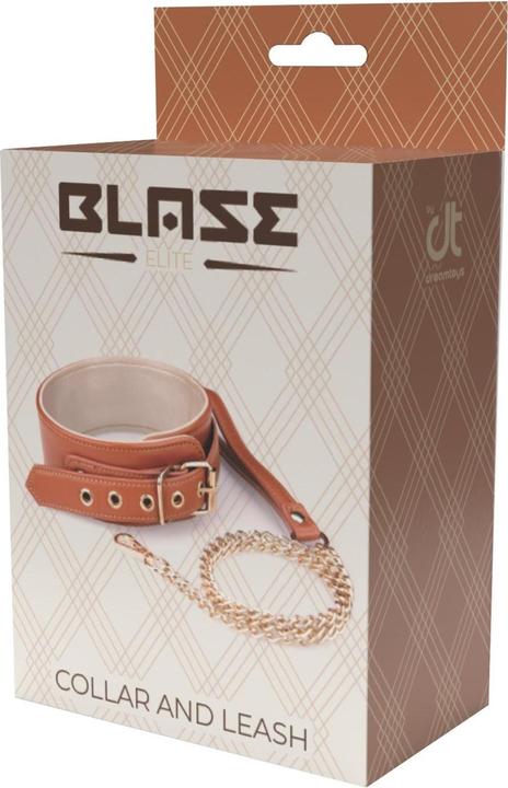 Actual product image Dreamtoys blaze elite collar and chain cognac vegan leather