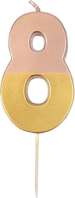 TALKING TABLES Zahlenkerze Zahl 8 Roségold in Gold getunkt (1 pcs.)
