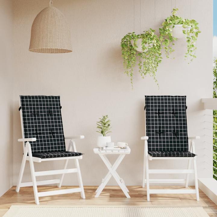 Actual product image VidaXL Hochlehner-Auflagen 2 Stk. Karomuster Stoff (120 x 50 x 3 cm)