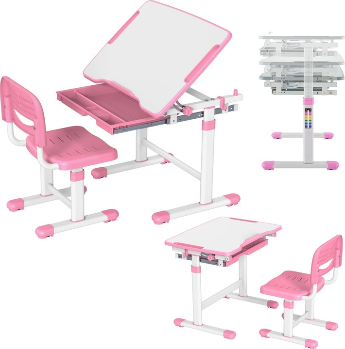 Image du produit Mozo Mozos MOZOS DC-SET-PINK biurko dziecięce krzesło z regulacją dla dzieci 2-12 lat