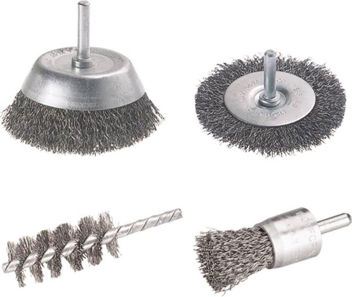 Produktbild wolfcraft 1 Stahldraht-Bürsten-Set 4-tlg., S=6mm
