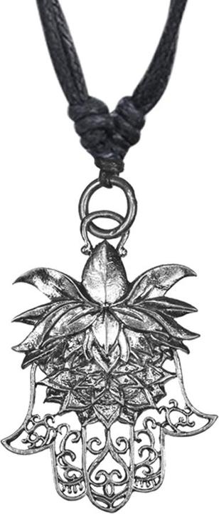 Produktbild Star Piercing Halskette schwarz Anhänger silber Hamsa Tropisch (Messing)