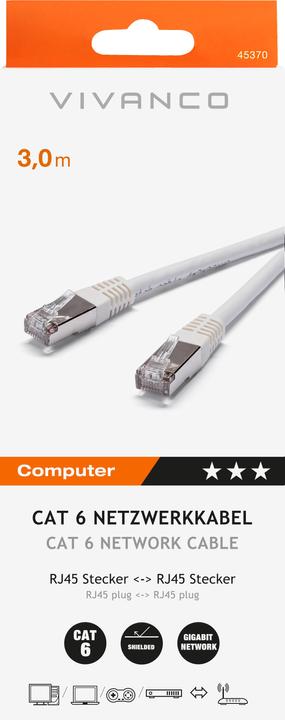 Produktbild Vivanco Netzwerkkabel (F/UTP, CAT6, 3 m)