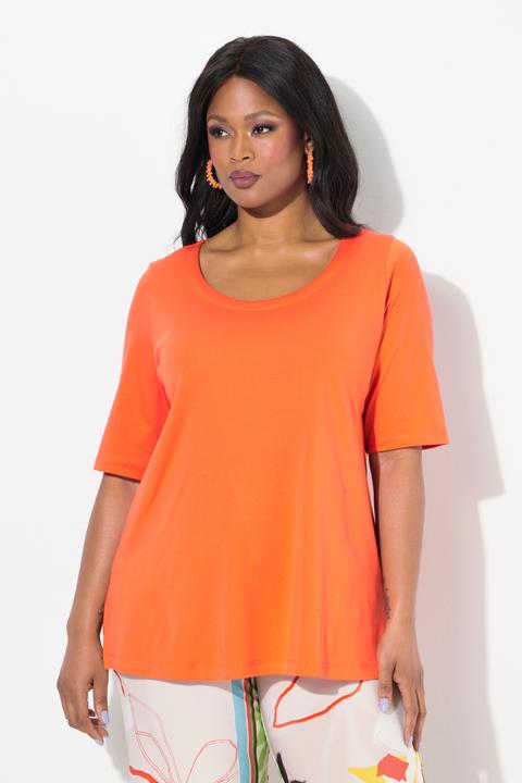 Immagine prodotto Ulla Popken T-shirt dal taglio svasato in cotone Pima con scollo a girocollo e maniche a 3/4 (58)