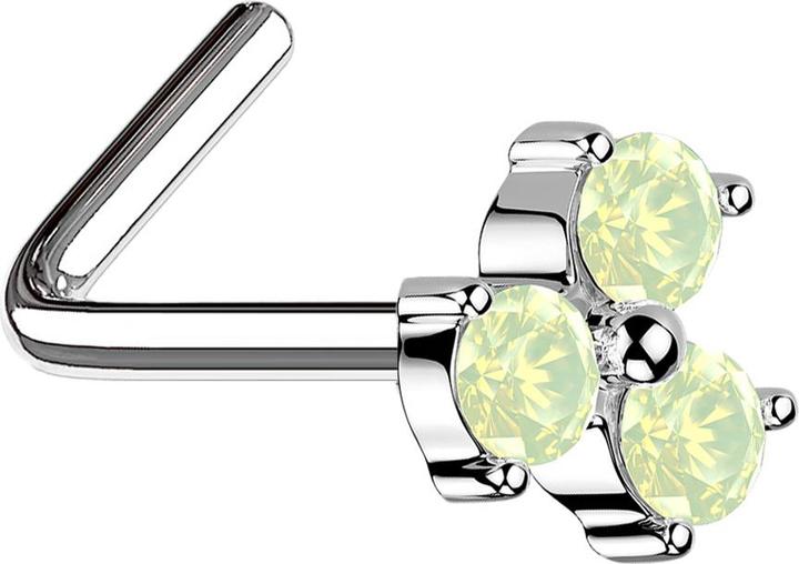 Immagine prodotto Star Piercing Perno nasale angolato in argento fiore a trifoglio opalite verde (Acciaio chirurgico 316L, Ottone)